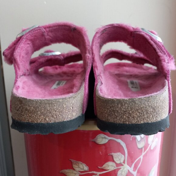 Birkenstock Arizona Pink Shearling Suede Sandals Size 39 US 8 - 8.5 - Picture 6 of 16